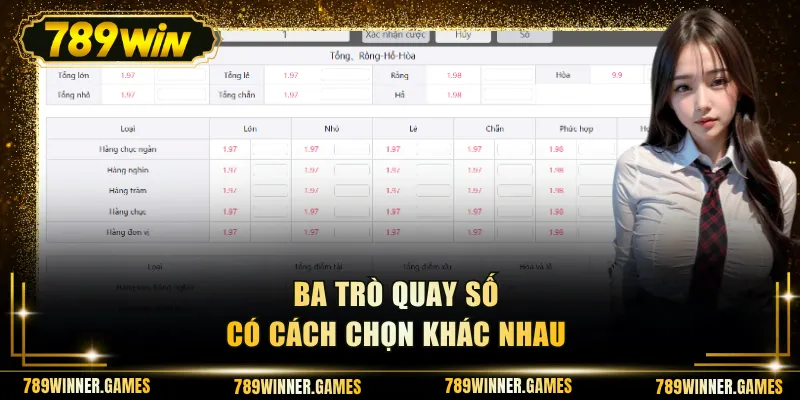 Ba trò quay số có cách chọn khác nhau